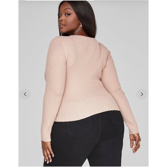 Fashion to Figure Ribbed Knit Sweater With Button Hem 3X - Picture 2 of 5